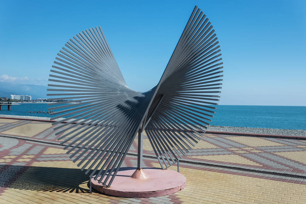 taide-esine muodossa kierre pengerrys Adler (Venäjä) taustaa vasten sininen taivas ja meri. kuva on otettu aurinkoisena kesäpäivänä. levätä merellä, rannalla - Valokuva, kuva