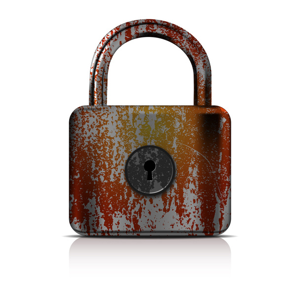 Rusty lock - isolated on white background - Vector, Image