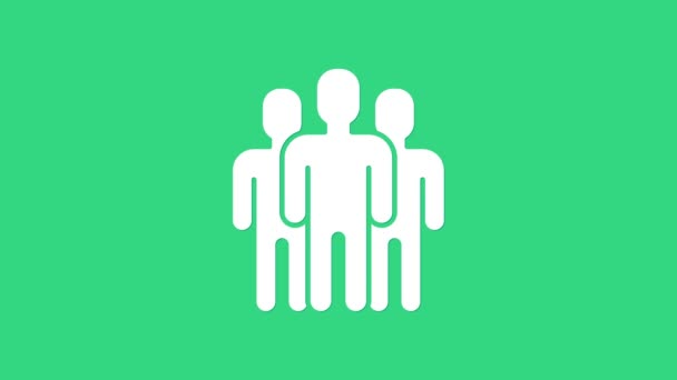 ホワイトユーザーグループアイコンは緑色の背景に隔離されます。人々のアイコンのグループ。ビジネスアバターシンボルユーザープロフィールアイコン。4Kビデオモーショングラフィックアニメーション - 映像、動画