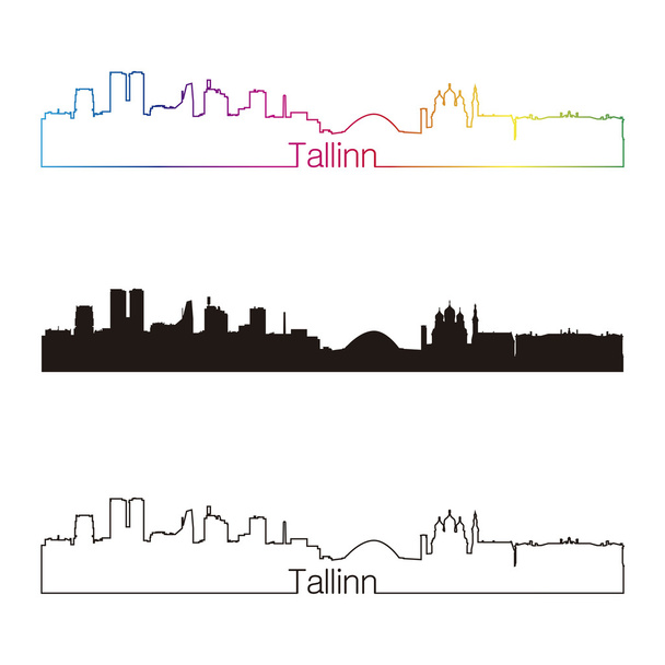 Таллінн skyline лінійному стилі з веселки - Вектор, зображення
