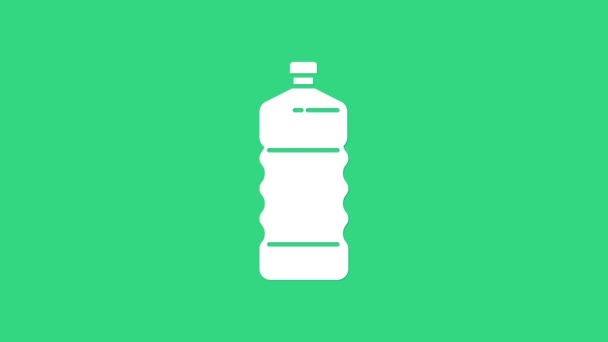 Icono de botella de plástico blanco aislado sobre fondo verde. Animación gráfica de vídeo 4K - Imágenes, Vídeo