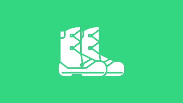 Το εικονίδιο White Boots απομονώνεται σε πράσινο φόντο. 4K Γραφική κίνηση κίνησης βίντεο - Πλάνα, βίντεο