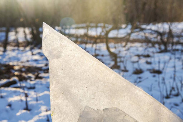 ブカレストの冬の森の氷のテクスチャのクローズアップ作品. - 写真・画像
