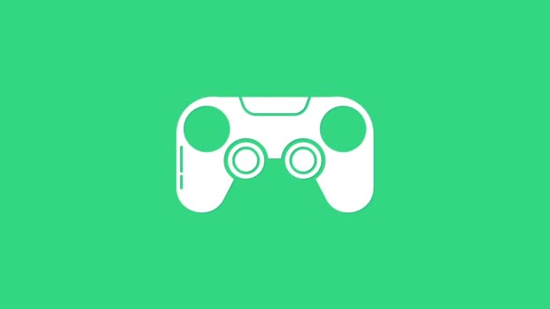 Fehér Gamepad ikon elszigetelt zöld alapon. Játékvezérlő. 4K Videó mozgás grafikus animáció - Felvétel, videó