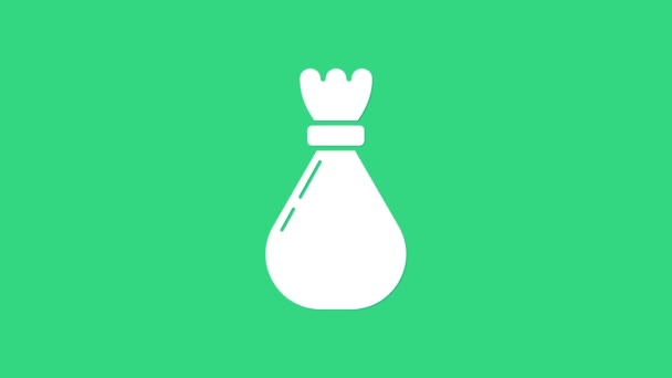 Icono de bolsa de basura blanca aislada sobre fondo verde. Animación gráfica de vídeo 4K - Imágenes, Vídeo