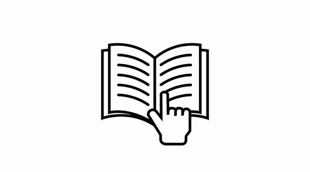 Vetor Isolado Ilustração de um Livro e uma mão. Ícone de leitura do livro - Vetor, Imagem