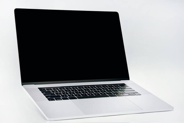 close up. open laptop on a white background . - Zdjęcie, obraz
