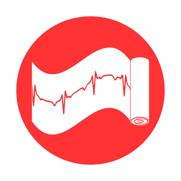 Cardiografía. Icono del latido. Línea de latidos del corazón. Electrocardiograma sobre papel - Vector, Imagen