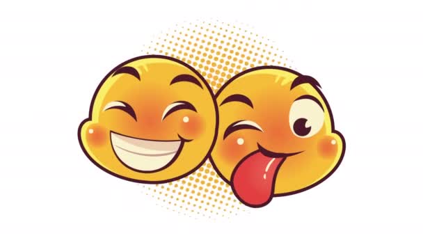 bonito emoticons casal rostos louco e feliz personagens animação - Filmagem, Vídeo