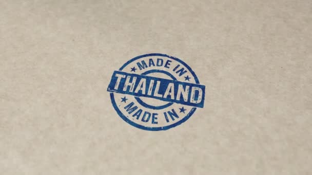 Made in Thailand Stempel und Handstempel Impact Animation. Fabrik, Produktion und Produktionsland 3D gerendertes Konzept. - Filmmaterial, Video