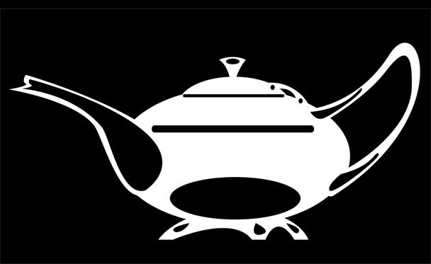 illustration teapot on black background - Photo, Image