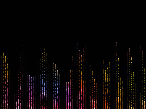 Барвистий музичний аналізатор спектру ізольований на чорному тлі на тему музики, звуку, цифрових мультимедіа та сучасних технологій
. - Фото, зображення