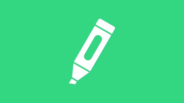 Icono de rotulador blanco aislado sobre fondo verde. Animación gráfica de vídeo 4K - Imágenes, Vídeo