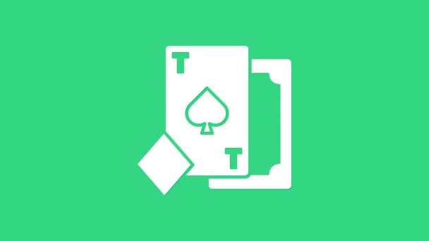 Біла гральна картка з піками символізує ізольовані на зеленому фоні. Азартні ігри в казино. 4K Відео рух графічна анімація
 - Кадри, відео