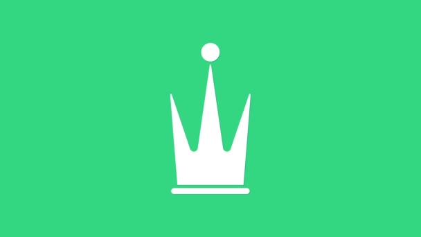Valkoinen Crown kuvake eristetty vihreällä taustalla. 4K Video motion graafinen animaatio - Materiaali, video