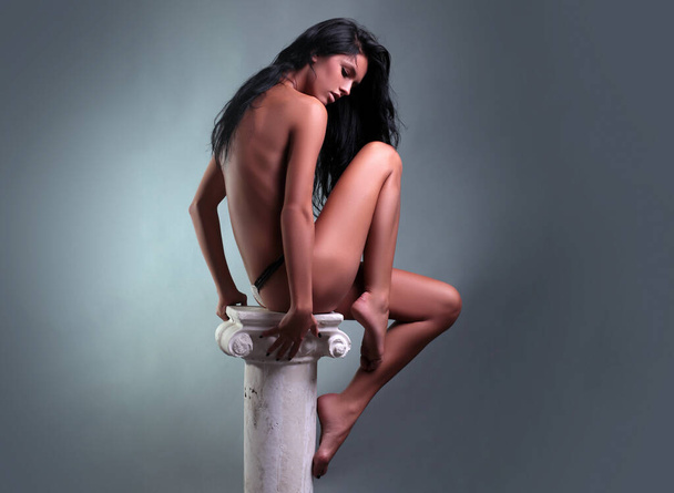 Sexy natural beauty woman. Slim female perfect body. Seduce sensual naked nude girl. Fetish concept. - Foto, Imagem