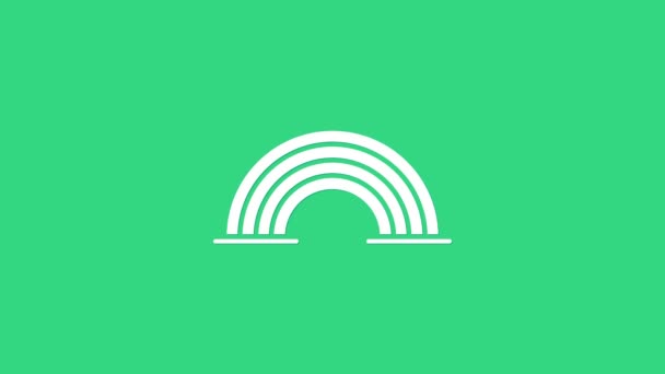 Arcobaleno bianco con l'icona delle nuvole isolato su sfondo verde. Animazione grafica 4K Video motion - Filmati, video