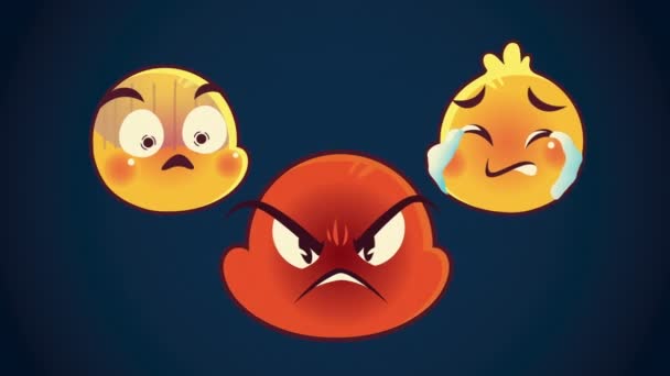 cute three emoticons faces characters animation - Felvétel, videó