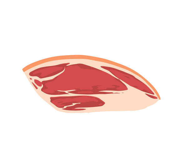 Pezzo di carne cruda affettata carne fresca carne per bbq vettoriale illustrazione su sfondo bianco. - Vettoriali, immagini