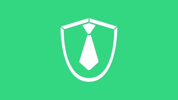 Белый галстук значок изолирован на зеленом фоне. Символ галстука и галстука. Видеографическая анимация 4K - Кадры, видео