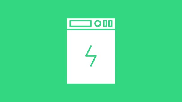 Icona della banca White Power isolata su sfondo verde. Dispositivo di ricarica portatile. Animazione grafica 4K Video motion - Filmati, video