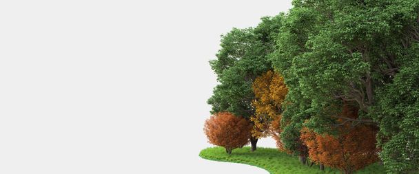 灰色の背景に隔離された森林のシーン。3Dレンダリング-イラスト - 写真・画像
