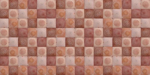 3d illustratie. Textuur, achtergrond, driedimensionale, realistische houten blokjes op verschillende niveaus met schaduw, latten, met de textuur van de natuur. Houtplaat, achtergrond met houttextuur. Render - Foto, afbeelding