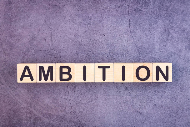 Word AMBITION made with wood building blocks - Fotó, kép