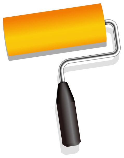 Roller painter, paintbrush vector illustration (Orange) - Vector, Image