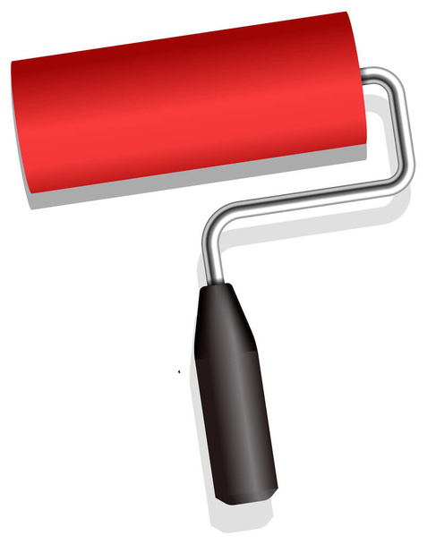 Roller painter, paintbrush vector illustration (Red) - Вектор,изображение