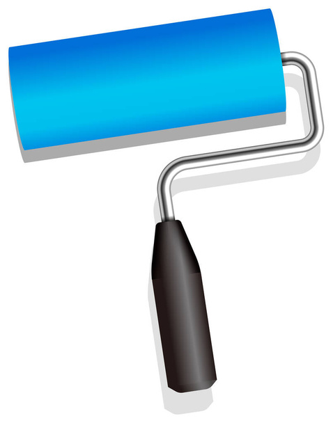 Pintor de rodillos, ilustración de vectores de pincel (Azul) - Vector, imagen