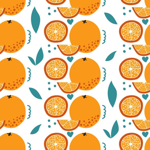 Hand drawn seamless pattern of orange. Flat illustration. - Vektori, kuva