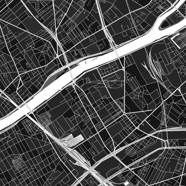 Carta d'arte vettoriale scura di Clichy, Hauts-de-Seine, Francia con bei grigi per le aree urbane e rurali. Le diverse tonalità di grigio nella mappa Clichy non seguono alcun modello particolare. - Vettoriali, immagini