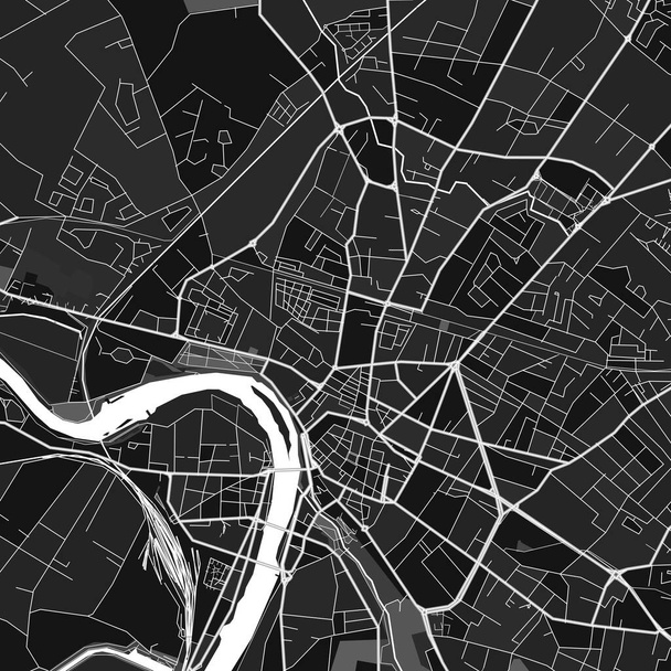 Montauban 'ın karanlık vektör sanat haritası, Tarn-et-Garonne, Fransa kırsal ve kentsel alanlar için güzel griler. Montauban haritasındaki grinin farklı tonları belirli bir deseni izlemez.. - Vektör, Görsel