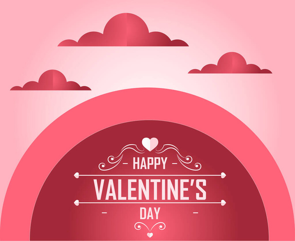 ハッピーバレンタインの日のバックグラウンドピンクの紙の心 - ベクター画像