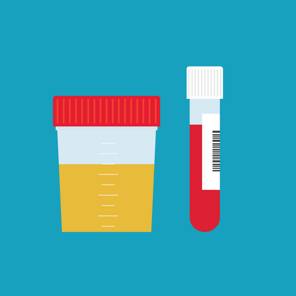 urine and blood sample for laboratory analysis - vector illustration - Vector, Image