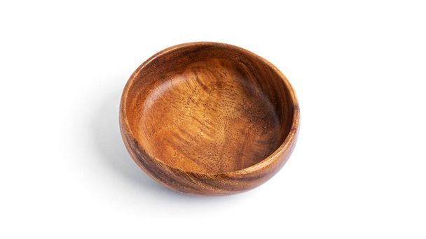 Empty wooden bowl isolated on a white background. High quality photo - Photo, Image