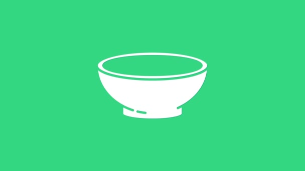 Fehér tál forró leves ikon elszigetelt zöld alapon. 4K Videó mozgás grafikus animáció - Felvétel, videó
