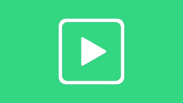 Fehér Play négyzet ikon elszigetelt zöld háttér. 4K Videó mozgás grafikus animáció - Felvétel, videó