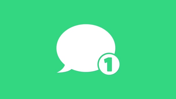 Bianco Discorso bolla icona della chat isolato su sfondo verde. Icona del messaggio. Comunicazione o commento chat simbolo. Animazione grafica 4K Video motion - Filmati, video
