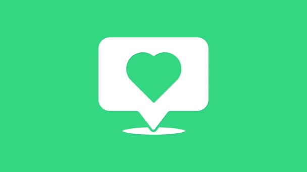 White Like and heart icon isolated on green background. Counter Notification Icon. Follower Insta. 4K Video motion graphic animation - Footage, Video