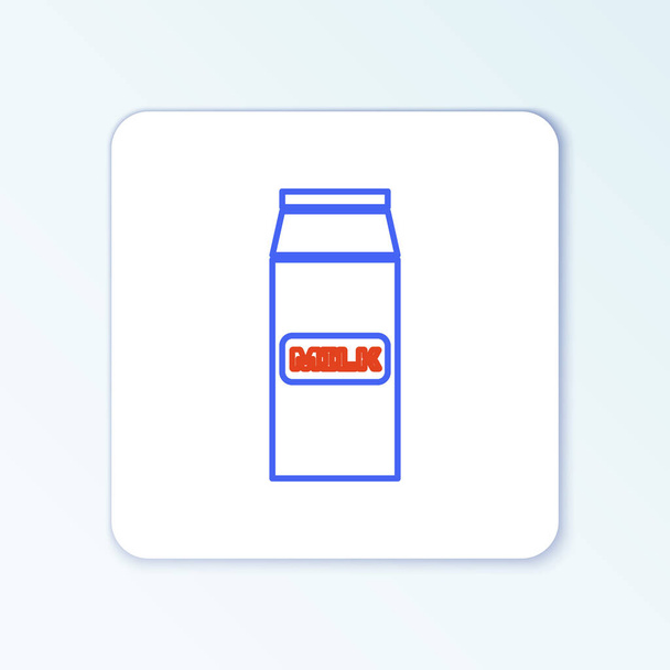 Pacote de papel de linha para ícone de leite isolado no fundo branco. Sinal de pacote de leite. Conceito de esboço colorido. Vetor - Vetor, Imagem