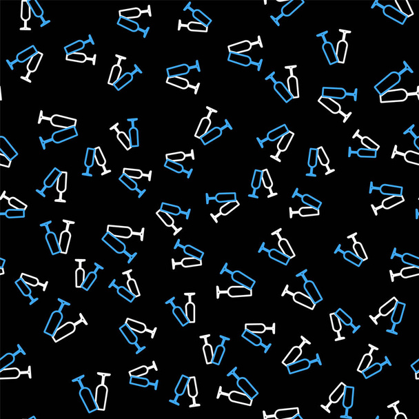 Γραμμή Γυαλιά από εικονίδιο σαμπάνιας απομονωμένη αδιάλειπτη μοτίβο σε μαύρο φόντο. Διάνυσμα - Διάνυσμα, εικόνα