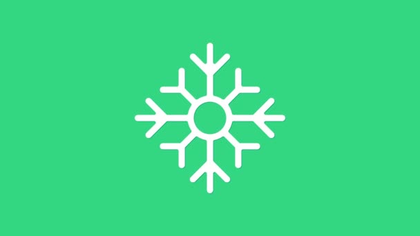 Icono de copo de nieve blanco aislado sobre fondo verde. Feliz Navidad y Feliz Año Nuevo. Animación gráfica de vídeo 4K - Imágenes, Vídeo