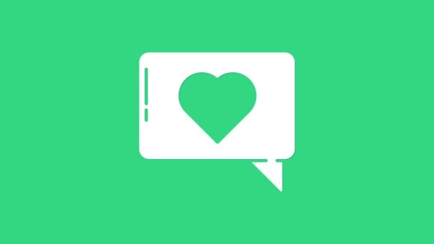 White Like and heart icon isolated on green background. Counter Notification Icon. Follower Insta. 4K Video motion graphic animation - Footage, Video