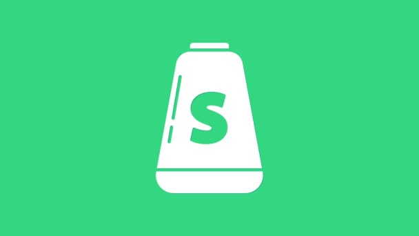 Weißes Salz Symbol isoliert auf grünem Hintergrund. Gewürze kochen. 4K Video Motion Grafik Animation - Filmmaterial, Video