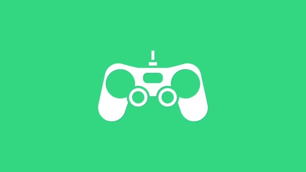 Icône Gamepad blanche isolée sur fond vert. Contrôleur de jeu. Animation graphique de mouvement vidéo 4K - Séquence, vidéo