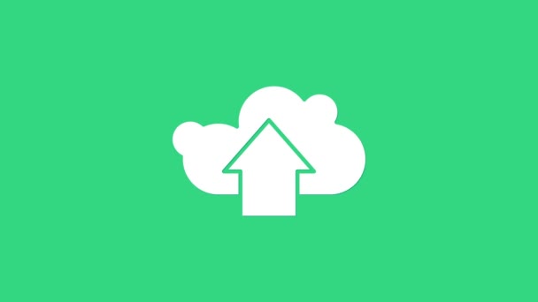 White Cloud upload icon isolated on green background. 4K Video motion graphic animation - Footage, Video