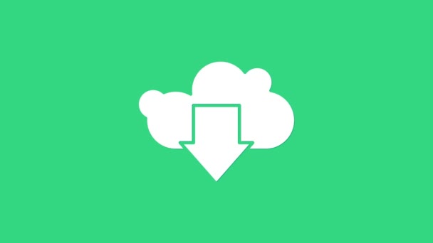 Icono de descarga de Nube Blanca aislado sobre fondo verde. Animación gráfica de vídeo 4K - Imágenes, Vídeo