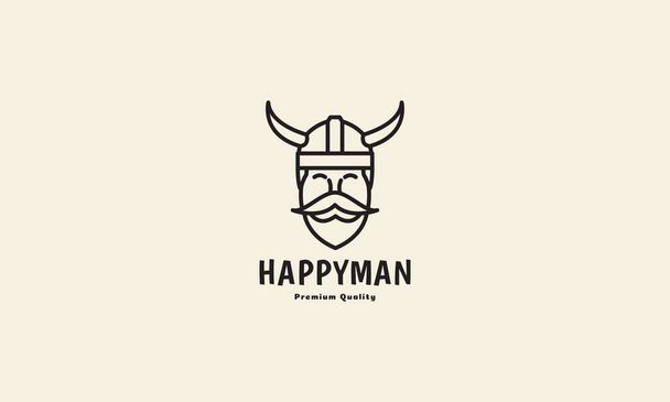 Viking man γραμμή vintage απλό λογότυπο σχεδιασμό - Διάνυσμα, εικόνα